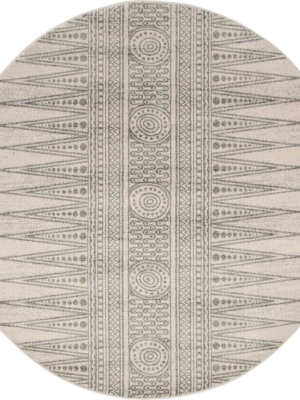 Evoke Tribal Ivory/silver Round Rug