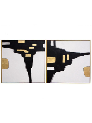 City Life (set Of 2) - 48" X 48" - Gold Floater Frame