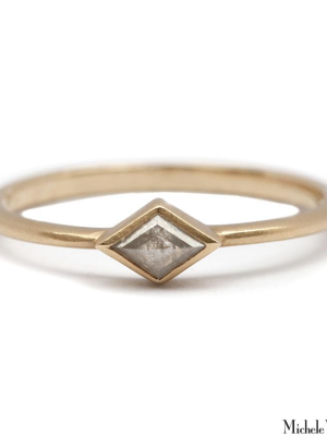 Small Light Grey Kite Shaped Diamond Gold Ring