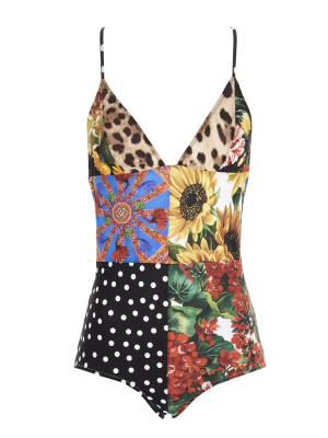 Dolce & Gabbana Patchwork Print One-piece Swimsuit