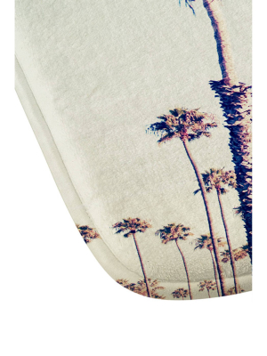 Bree Madden California Palm Trees Memory Foam Bath Mat White/blue - Deny Designs