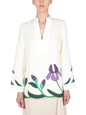 Tory Burch Iris Embroidered Tunic Top