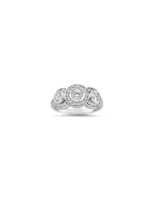 Pompeii3 3/4ct Diamond Three Stone Engagement Ring 14k White Gold