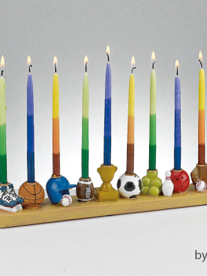 Rite Lite 12” Hand Painted Hanukkah Sports Menorah - Brown/white