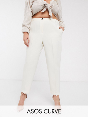 Asos Design Curve Pop Slim Suit Pants In Ivory