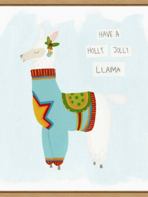 16" X 16" Fa La La La Llama Iv By June Erica Vess Framed Canvas Wall Art - Amanti Art