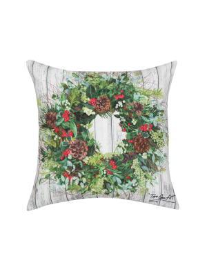 C&f Home 18" X 18" Christmas Wreath Indoor/outdoor Pillow