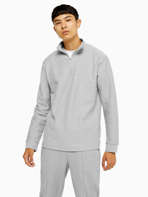 Gray Twill 1/4 Zip Sweatshrit