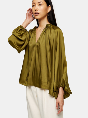 **khaki Smock Top By Topshop Boutique