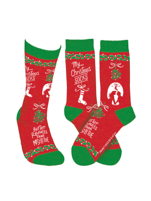 Novelty Socks 14.0" My Christmas Socks Lol Made You Smile Primitives By Kathy - Socks