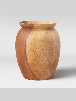 Round Tapered Munggur Wood Vase Natural - Threshold™