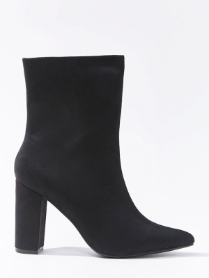 Faux Suede Block Heel Booties