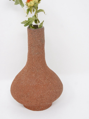 Vessel No.000266 - Single Stem Hand Built Bud Vase In Terracotta