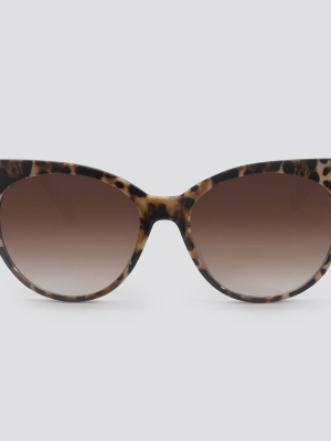 Women's Animal Print Cat-eye Plastic Sunglasses - A New Day™ Brown