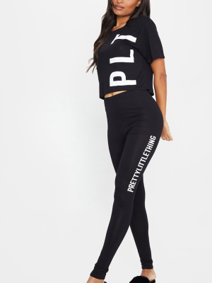 Prettylittlething Black Legging Pj Set