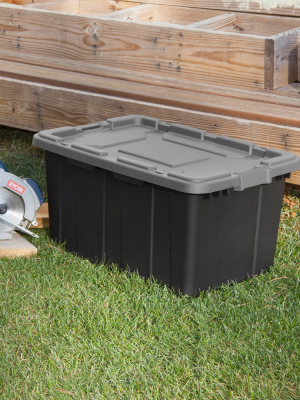 Sterilite 27gal Industrial Tote Black With Gray Lid And Latches