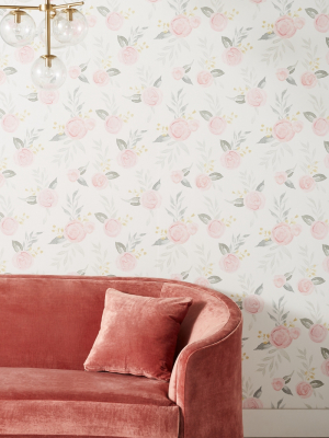 Magnolia Home Watercolor Roses Wallpaper