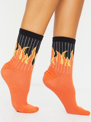 Orange Flame Socks