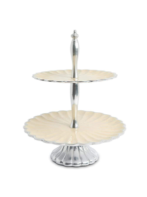 Julia Knight Peony 11.5" Two-tiered Server In Snow