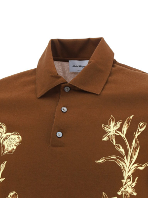 Salvatore Ferragamo Floral Print Polo Shirt