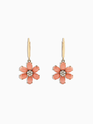 Effy 14k Yellow Gold Coral And Diamond Earrings, 5.93 Tcw