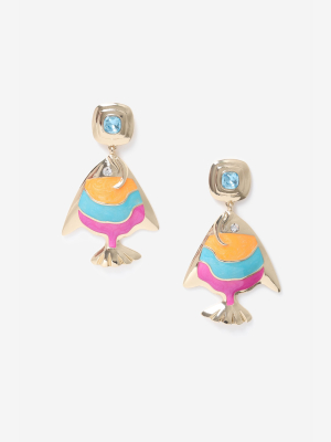 **enamel Fish Drop Earrings