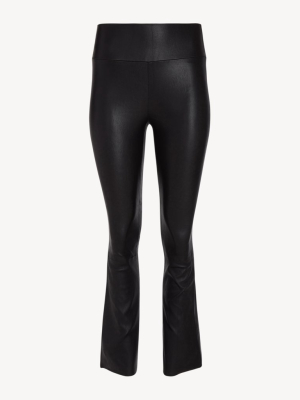 Black Leather Ankle Flare Legging