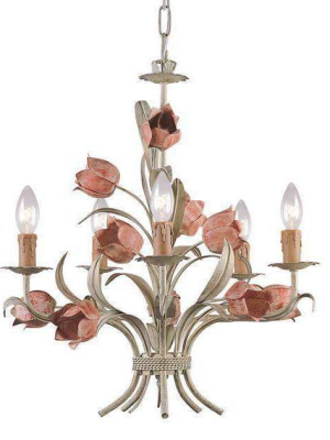 Southport 5 Light Sage Rose Chandelier