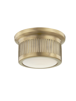 Hudson Valley Lighting Bangor Ceiling Lamp - Aged Brass & Opal Glossy
