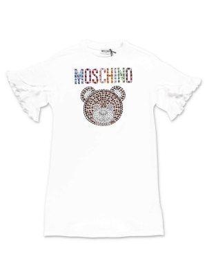 Moschino Kids Embellished Logo Teddy Bear T-shirt Dress