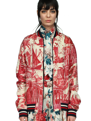 'toile De Nantes' Bomber Jacket With Silk Screen Mélange