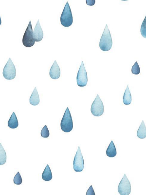 Clara Jean Raindrops Peel & Stick Wallpaper In Blue By Roommates For York Wallcoverings