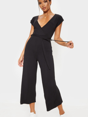 Black Wrap Culotte Jumpsuit