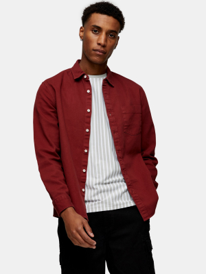 Burgundy Twill Slim Shirt