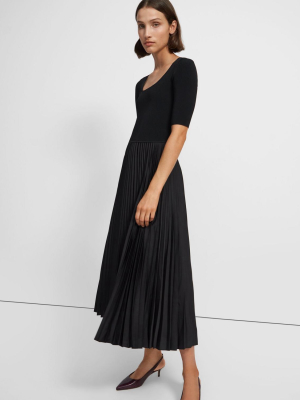 Square Neck Dress In Ribbed Crepe