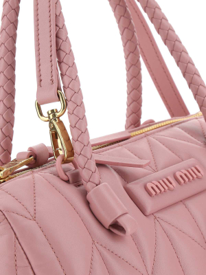 Miu Miu Logo Top Handle Tote Bag