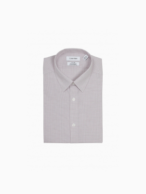 Slim Fit Burgundy Check Performance Non-iron Dress Shirt