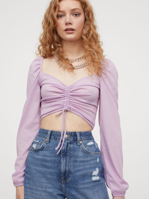 Drawstring-front Top