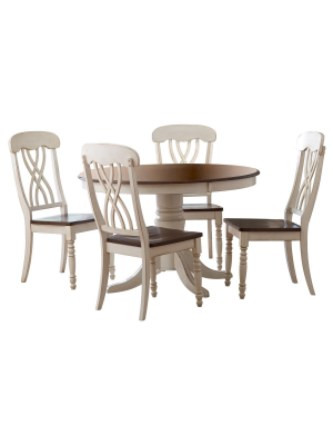 5pc Countryside Round Table Set Antique White - Inspire Q