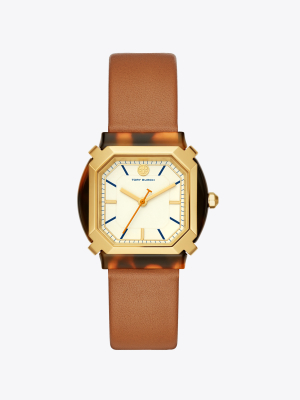 Blake Watch, Luggage Leather/gold/tortoise, 35 Mm