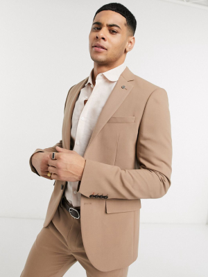 Avail London Skinny Fit Suit Jacket In Camel