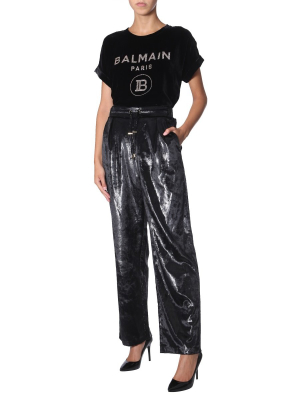 Balmain Metallic Effect Flared Trousers