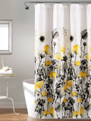 Zuri Flora Shower Curtain Yellow/gray - Lush Décor