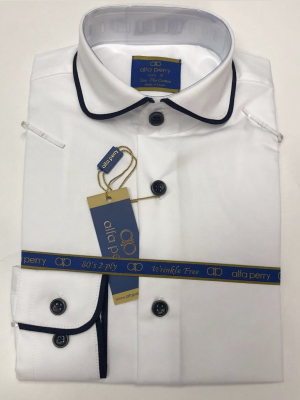 Alfa Perry Boys Shirt - Blue Piping