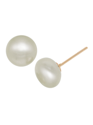 14k Yellow Gold 8mm Freshwater Pearl Stud Earrings