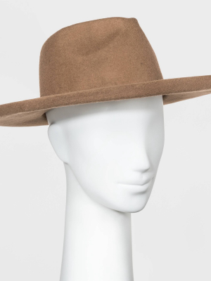 Women's Wide Brim Felt Fedora Hat - Universal Thread™ Tan One Size