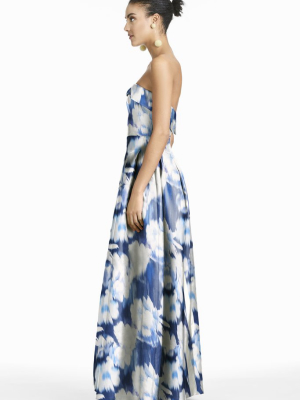 Brielle Gown - Blue Ikat Floral