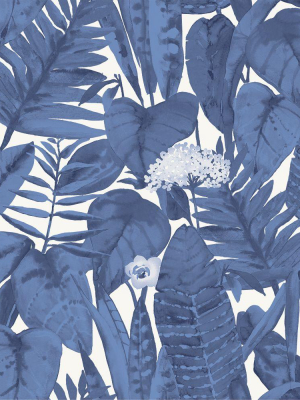 Tropical Self-adhesive Wallpaper In Blue Raspberry By Tempaper