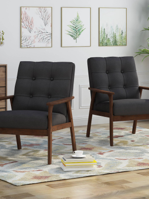 Set Of 2 Duluth Mid-century Armchairs Black - Christopher Knight Home