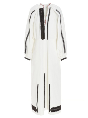 Jil Sander Embroidered Puff Sleeve Midi Dress